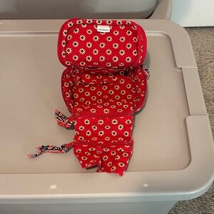 Vera Bradley Americana Red Floral Cosmetic Jewelry Case